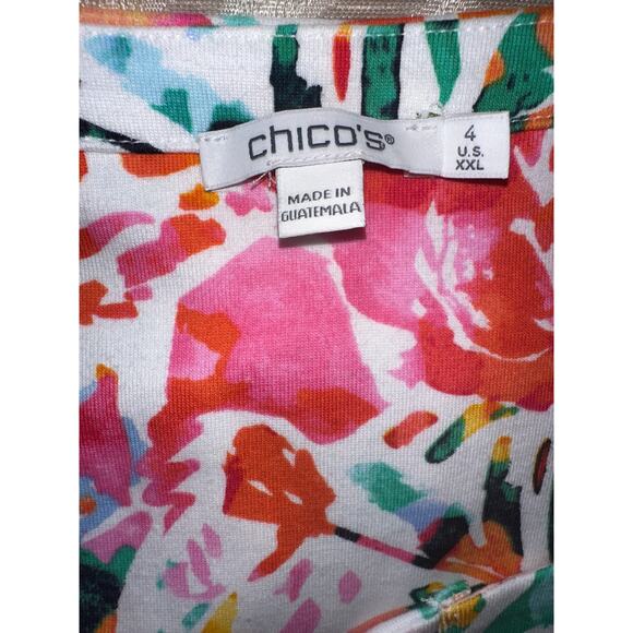 Chico’s Plus 4 XXL Abstract Notch Neck Tank Top Pima Cotton Knit Sleeveless - Picture 7 of 8